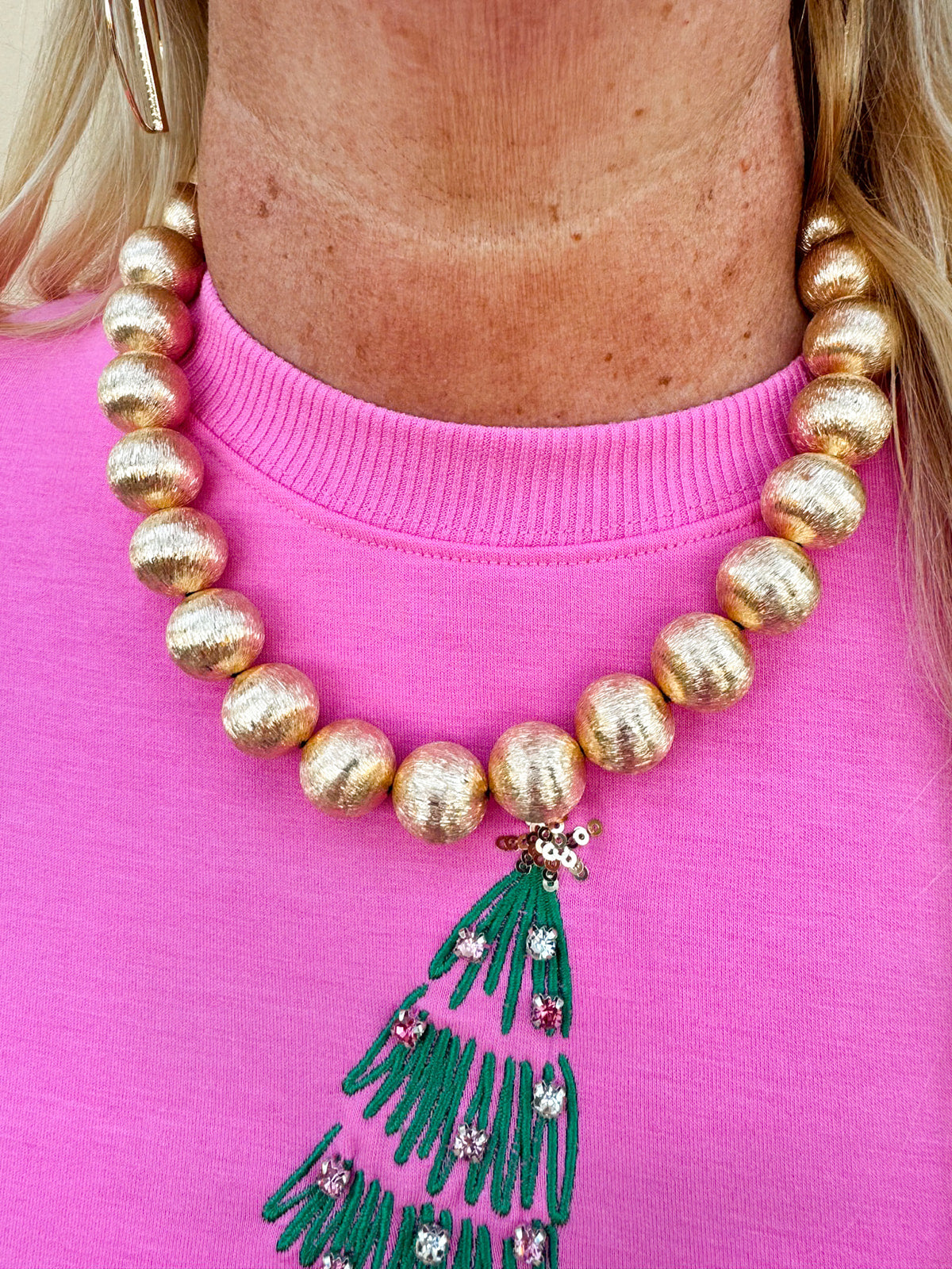 Brushed Gold Big Ball Necklace