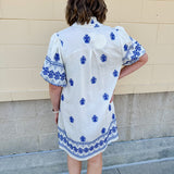 Grecian Getaway Puff Sleeve Mini Dress