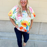 Botanical Dreams Balloon Sleeve Top