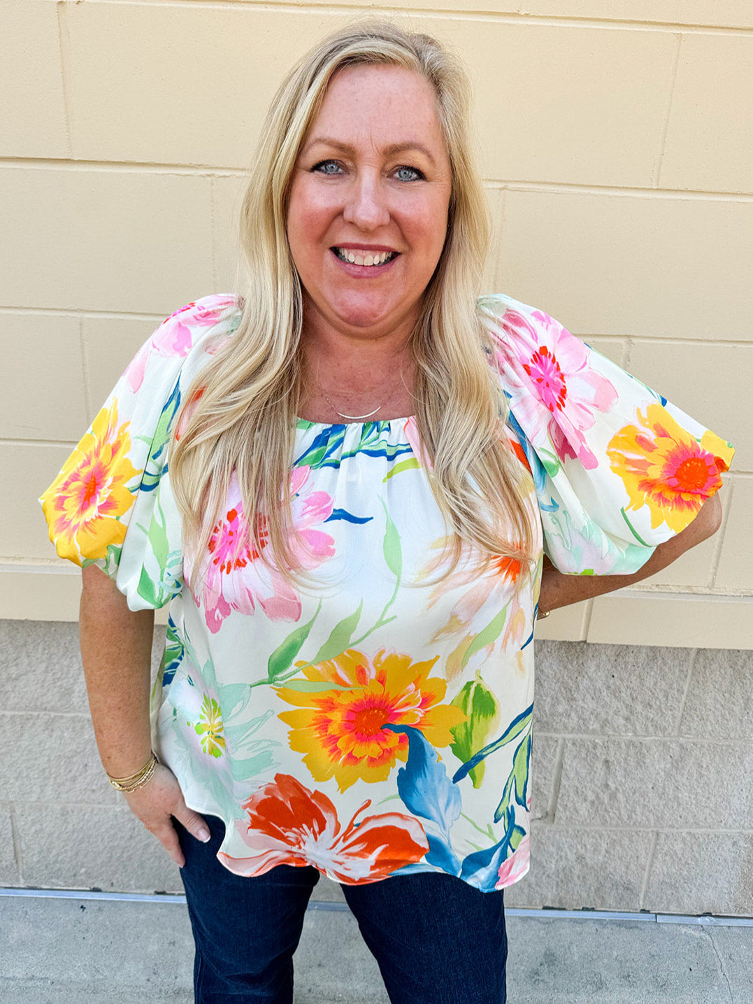 Botanical Dreams Balloon Sleeve Top