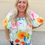 Botanical Dreams Balloon Sleeve Top