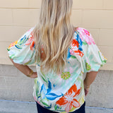 Botanical Dreams Balloon Sleeve Top
