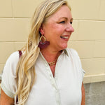  Garnet beaded fringe earrings with faceted stone stud