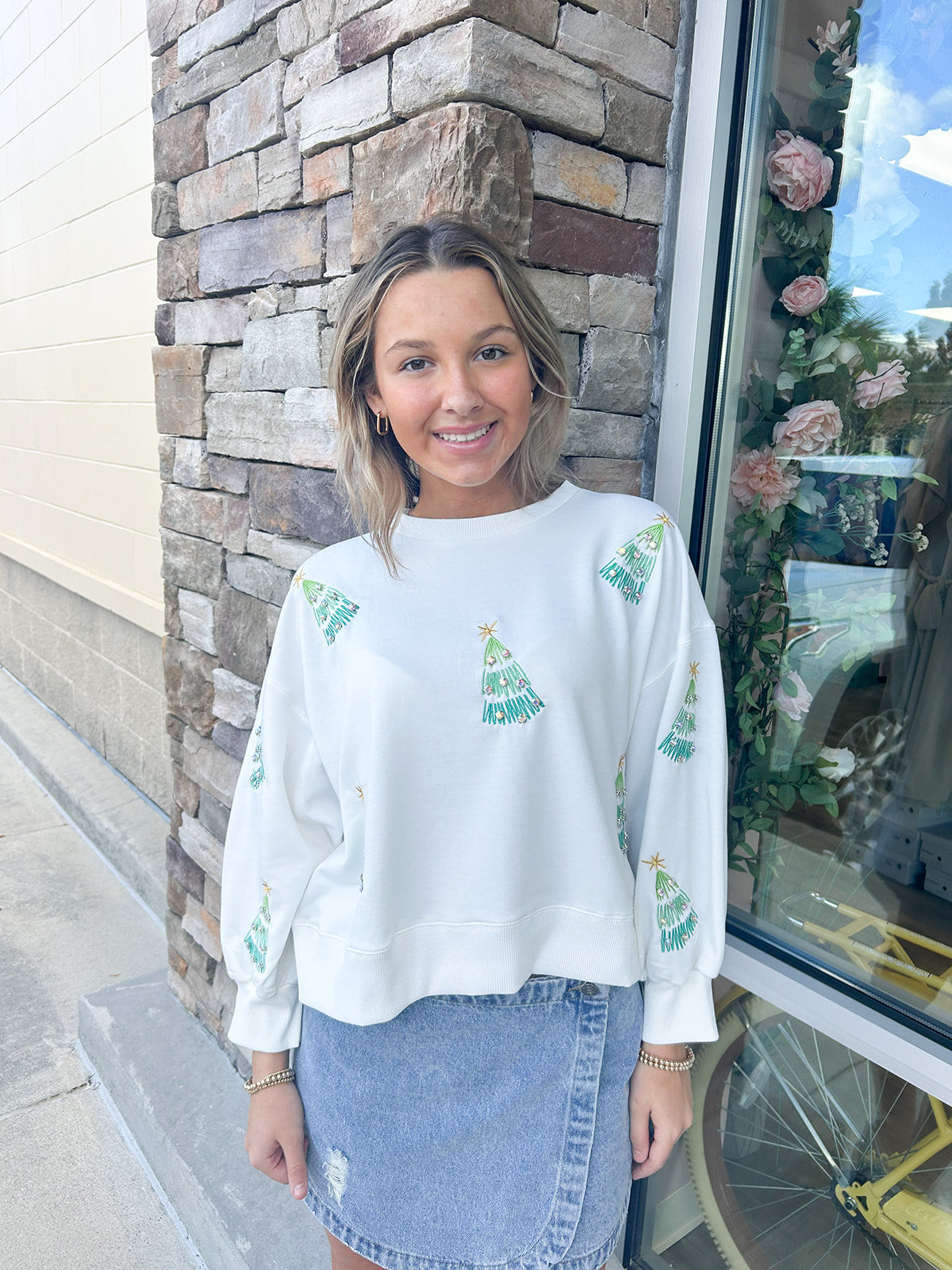 Millie Christmas Tree Sweatshirt | Front View