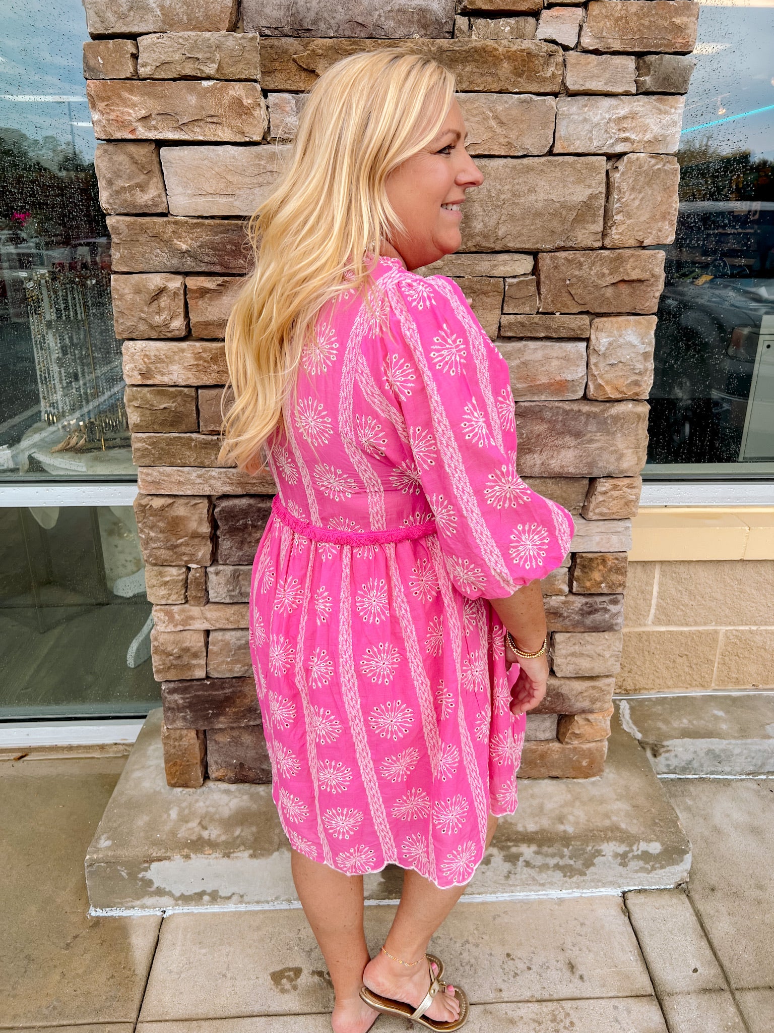 Out For Brunch Split Neck Dress | Back View