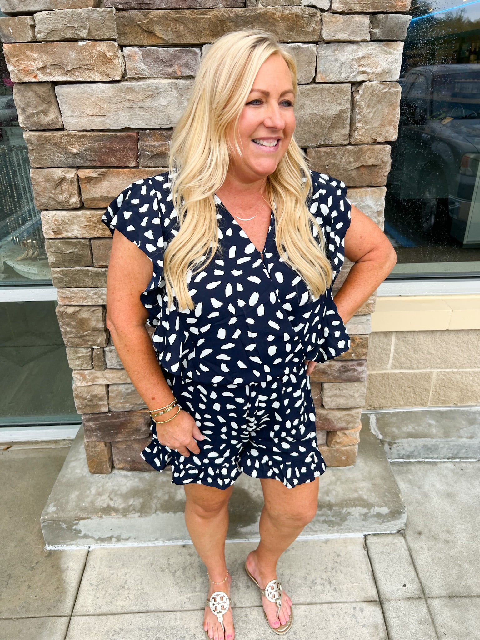 Forever Chic V-Neck Romper-Plus Size | Front View