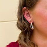 Gold hoop earrings with FSU garnet and gold enamel logo charms