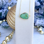 Irregular semi-precious green stone necklace with adjustable toggle slip closure, handmade by Easton Elle.