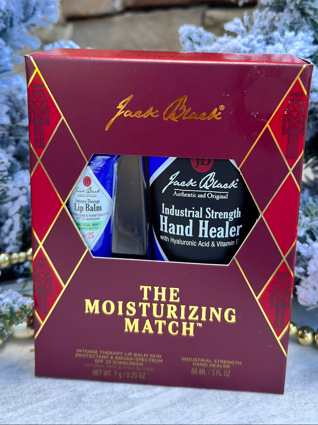 jack black moisturizing gift set with lip balm and hand cream