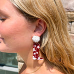 Maroon Cowboy Boot Earrings | Front View