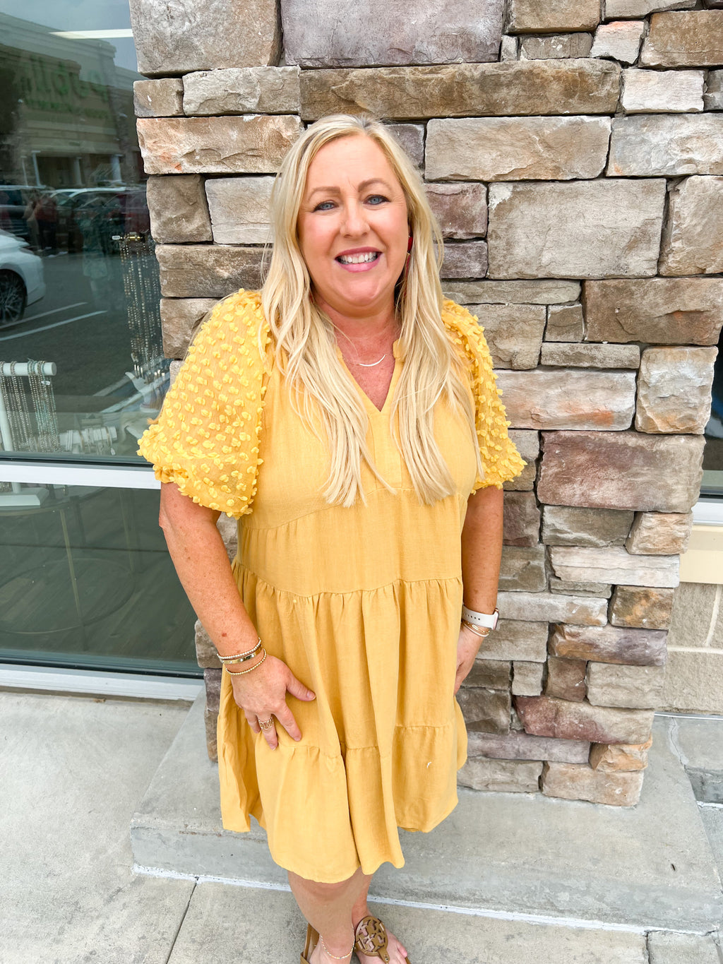 Lovely Muse Puff Sleeve Dress | Front View