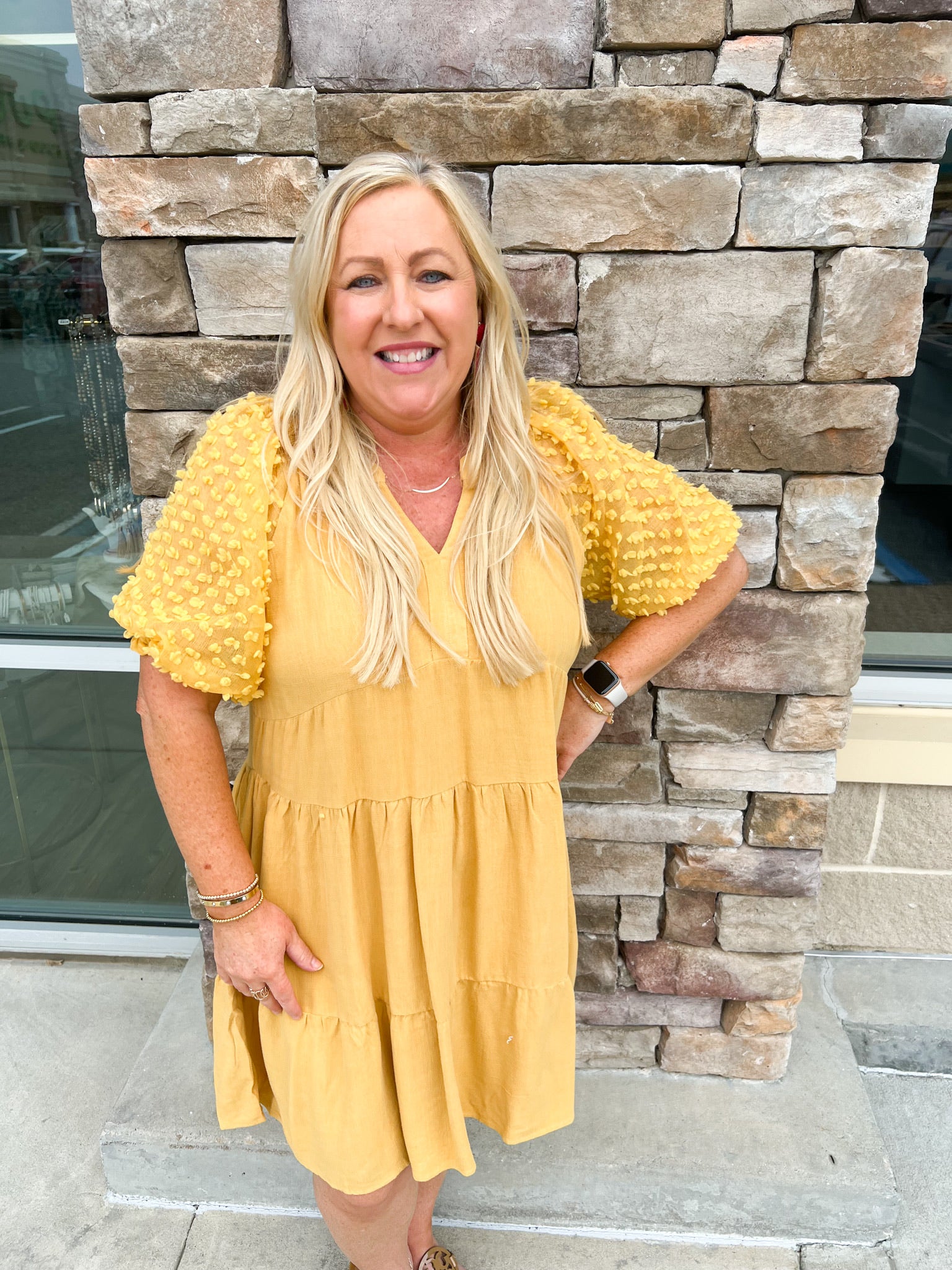 Lovely Muse Puff Sleeve Dress-Plus Size | Front View