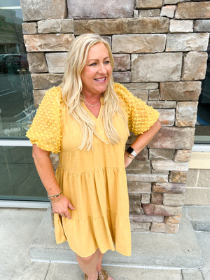 Lovely Muse Puff Sleeve Dress | Front View