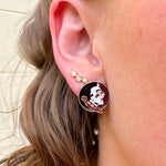 FSU enamel logo stud earrings in garnet and gold with gold backing
