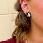 FSU enamel logo stud earrings in garnet and gold with gold backing