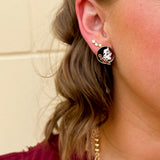FSU enamel logo stud earrings in garnet and gold with gold backing