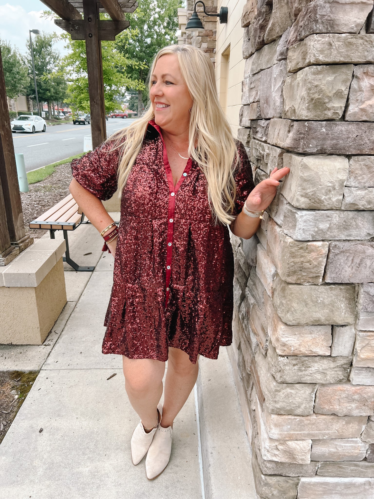 Life Of The Tailgate Sequin Dress | Front View