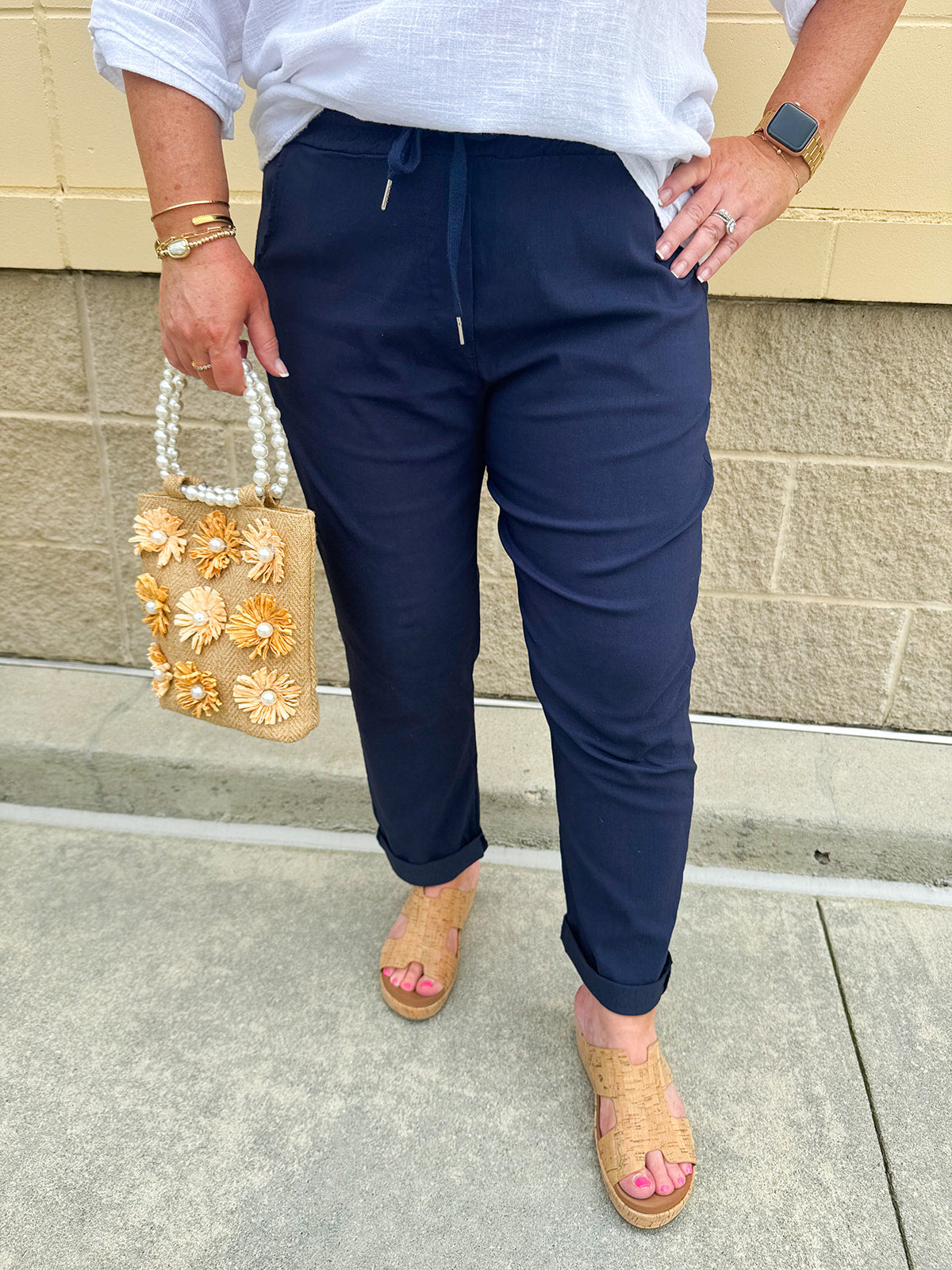 Lovely Details Woven Drawstring Pants {Made in Italy}