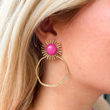 [Taylor Shaye] Colorful Sunburst Hot Pink Hoops