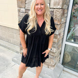 Town Square V-Neck Tiered Dress-Plus Size