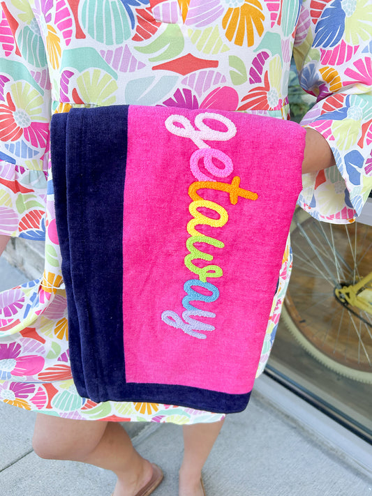Mudpie Getaway Pink Beach Towel