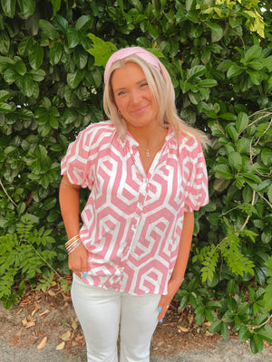 Palm Beach Retreat V-Neck Top | Front View