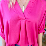 Sweetly Surprised V-Neck Top-Pink