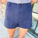 Carefree Days Button Down Navy Shorts