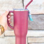 Garnet SWIG cup with handle and straw