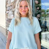 Stay Connected Ribbed Knit Top - Aqua