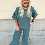 Jewel Blue Ribbed Lounge Set