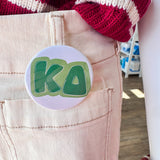 Kappa Delta Green Bubble Letters Button Pin