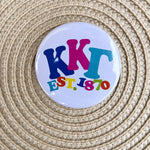 Kappa Kappa Gamma Rainbow Bubble Letters Button Pin- The Pink Pineapple 850