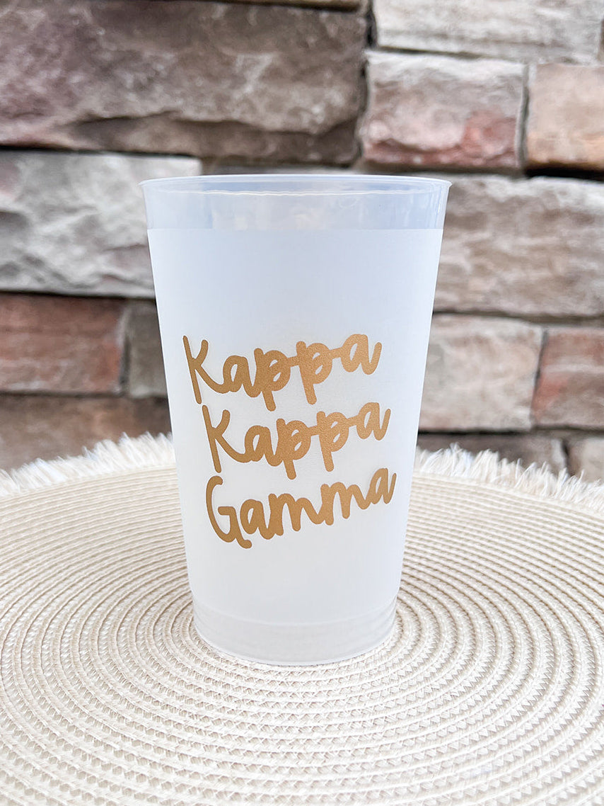 Kappa Kappa Gamma Stay Golden Stadium Cup (front)- The Pink Pineapple 850