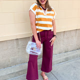 Kickoff Charm Scalloped Pants in Burgundy