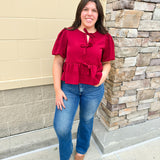 Kind Heart Peplum Bow Top