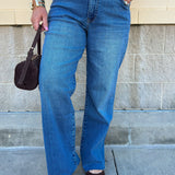 [Kut From The Kloth] Avery High Rise straight-leg jeans in Building with a raw hem