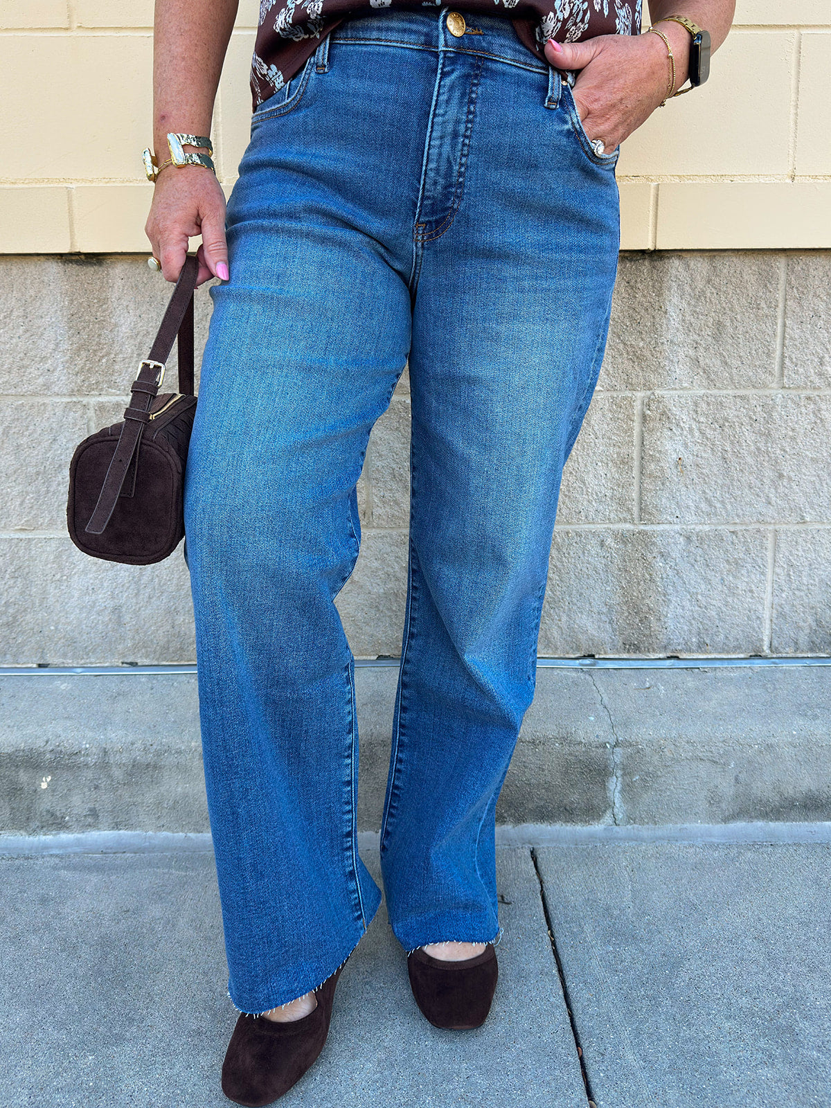 [Kut From The Kloth] Avery High Rise straight-leg jeans in Building with a raw hem