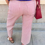 [Kut from the Kloth] Charlotte Stripe Wide Straight Leg in Red/Ivory