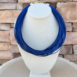 Lily Leatherette Strand Necklace in Blue Luster- The Pink Pineapple 850