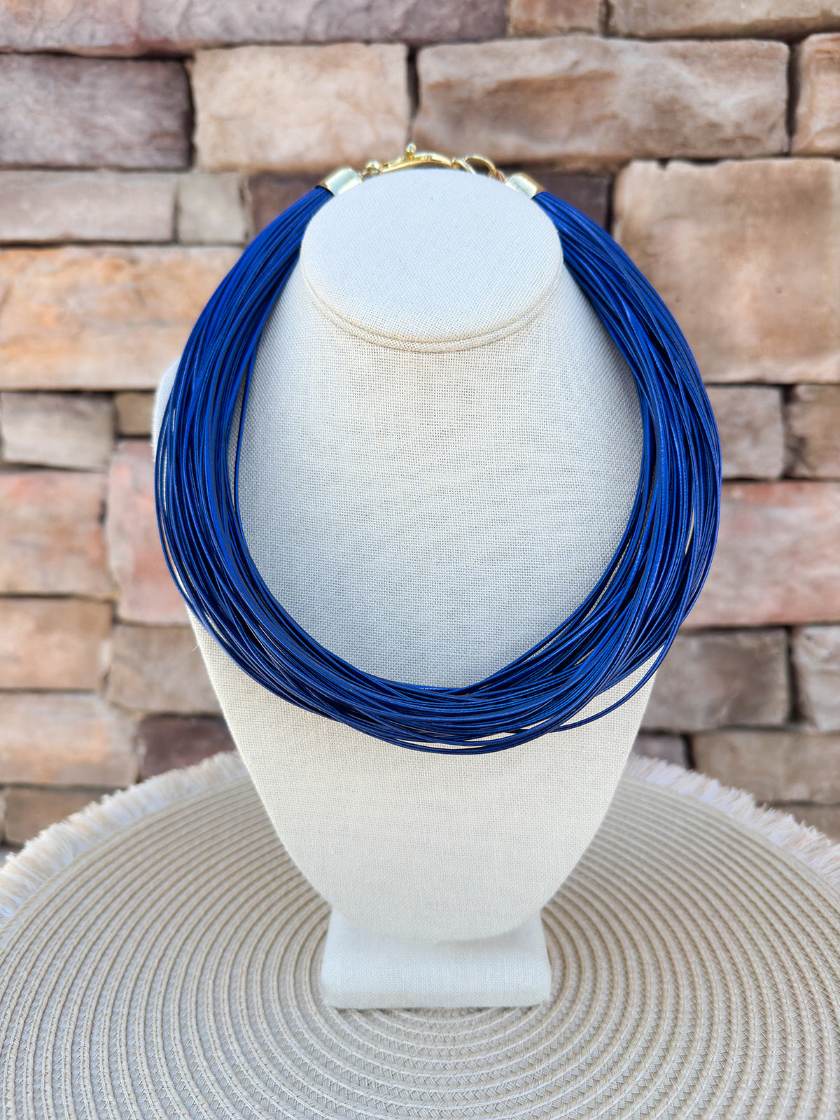 Lily Leatherette Strand Necklace in Blue Luster- The Pink Pineapple 850