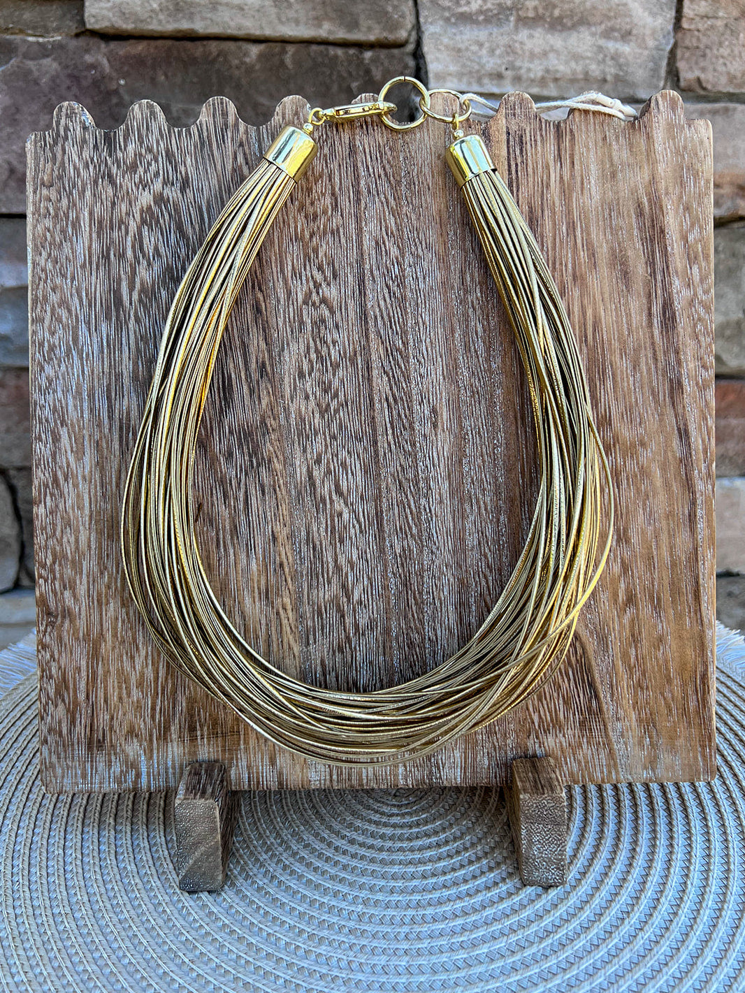 Lily Leatherette Strand Necklace in Gold- The Pink Pineapple 850