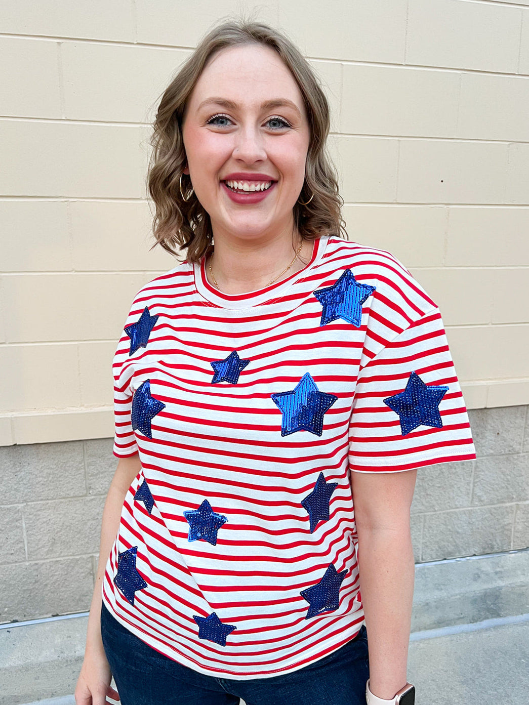 Loving Tribute Star Sequin Top