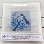 Magpie and blossom chinoiserie beginner needlepoint kit