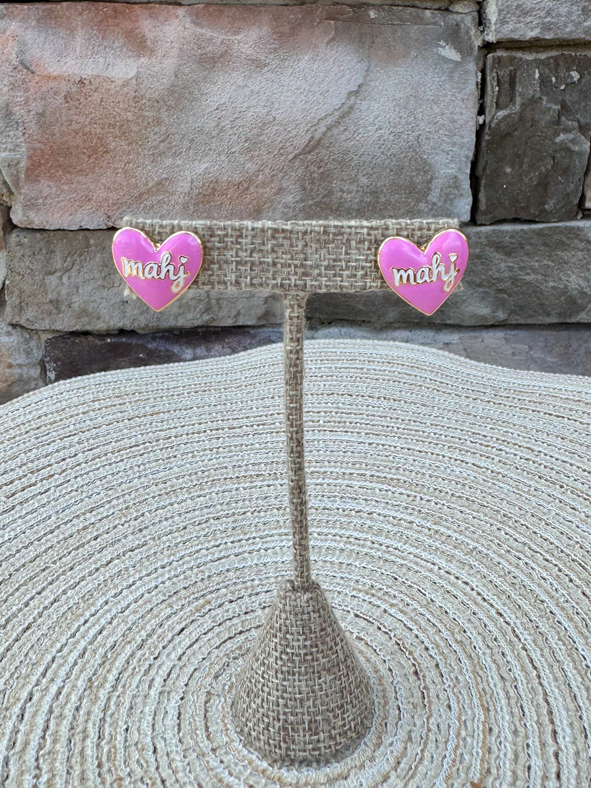 Mahj Enamel Heart Stud Earrings in Lilac - The Pink Pineapple 850