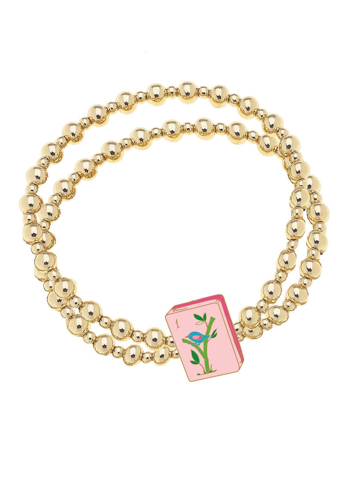 Mahjong Ball Bead Double Stretch Bracelet 