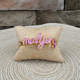 Mahjong Cursive Enamel Hinge Bangle in Light Pink - The Pink Pineapple 850