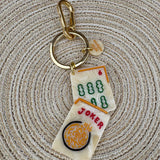 Hand - painted Mahjong Bag Charm + Keychain | Eco - Friendly - The Pink Pineapple 850