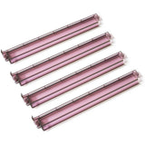 Translucent plum mahjong racks with attached pushers in a smoky purple finish