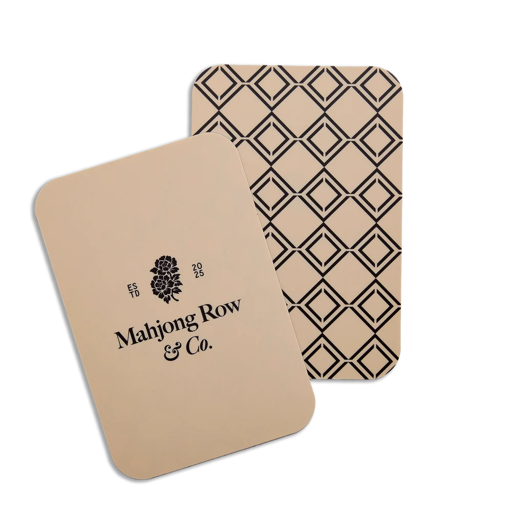 Warm honey mahjong shufflers with geometric tile row-inspired design